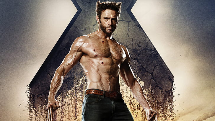 X-Men Days of Future Past Hugh Jackman Physique Muscle Wolverine HD, HD wallpaper