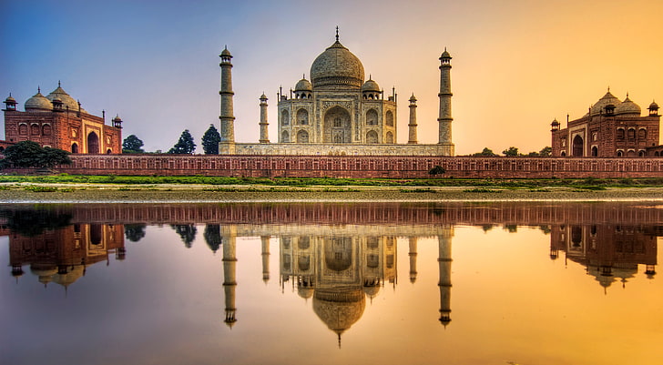 Taj Mahal , India, River, The mausoleum, agra, indian Culture
