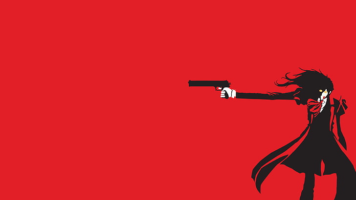Hellsing, Alucard, one person, weapon, copy space, adult, aiming