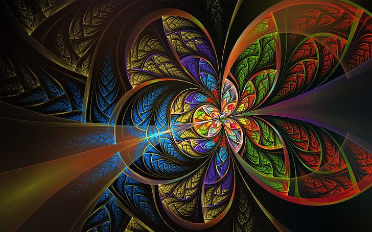 Abstract Fractal Circles Color, multicolored floral art, 3D, Abstract 3D