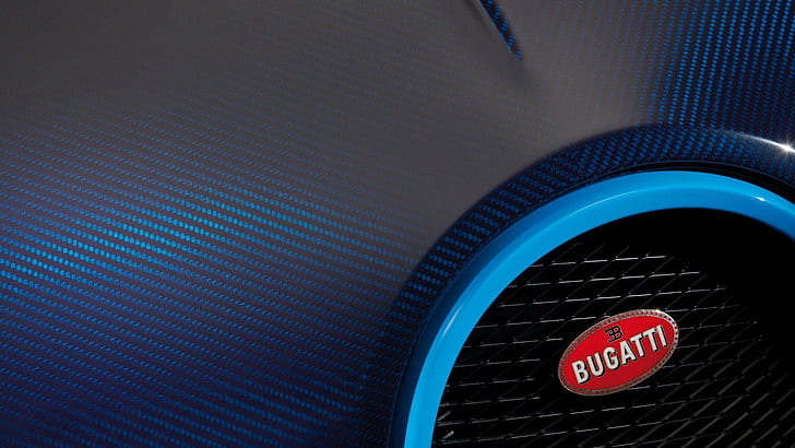 Bugatti logo, blue red and black bugatti speaker, cars, 1920x1080, HD wallpaper