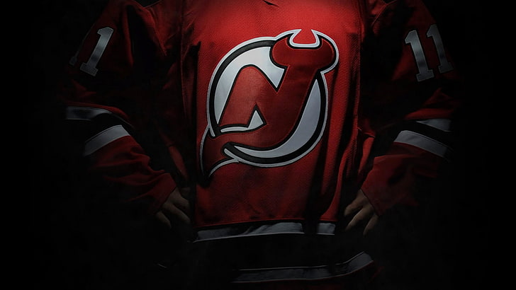 red football jersey, Logo, NHL, New Jersey, Devils, Hockey club, HD wallpaper