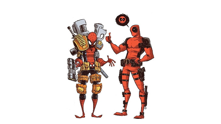 deadpool digital wallpaper, Spider-Man, illustration, vector
