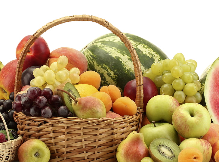 HD wallpaper: assorted fruits, set, baskets, grape, food, freshness ...