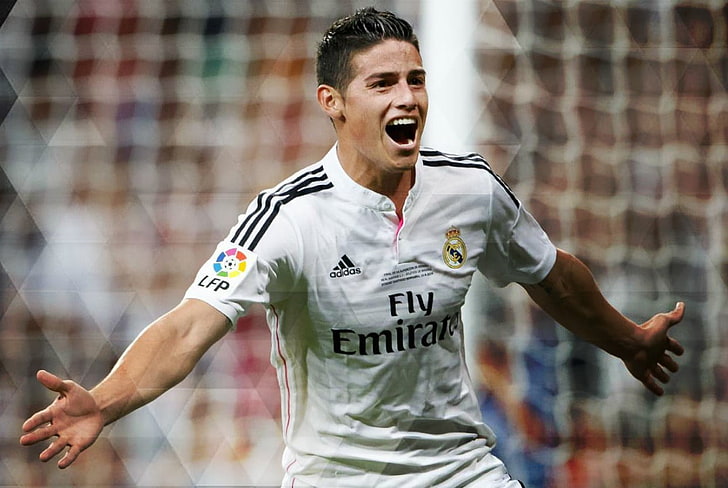 men's white and black Adidas short-sleeved jersey shirt, Real Madrid, HD wallpaper