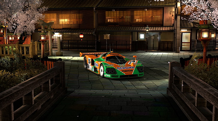 Mazda 787B Supersport, green and orange sports coupe, Games, Gran Turismo, HD wallpaper