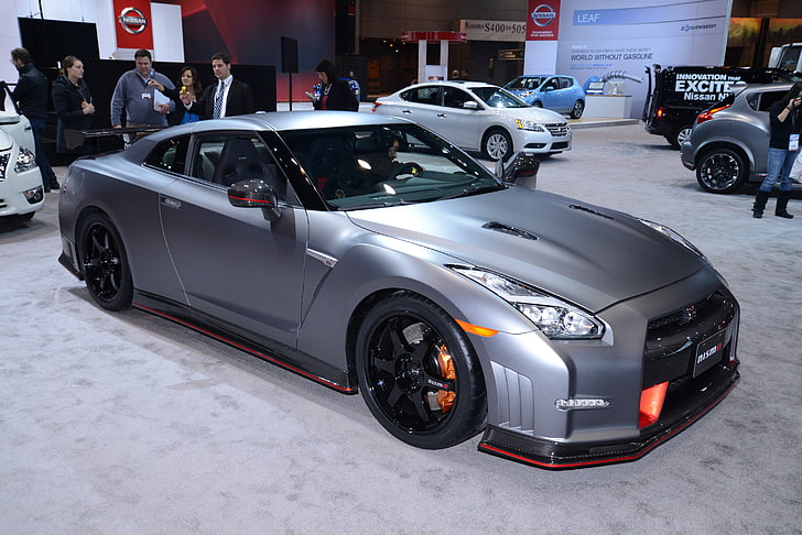 silver Nissan GT-R coupe, gtr, nismo, chicago, dealership, 2014