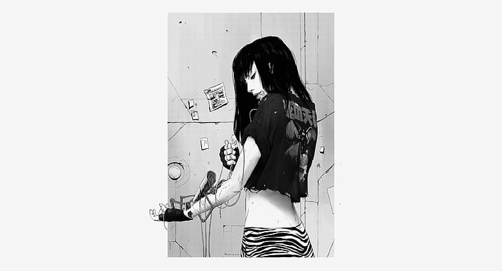 women, artwork, cyberpunk, Maciej Kuciara, cyborg, HD wallpaper