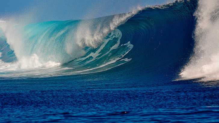 wave, wind wave, ocean, sea wave, water, blue wave, blue sea, HD wallpaper