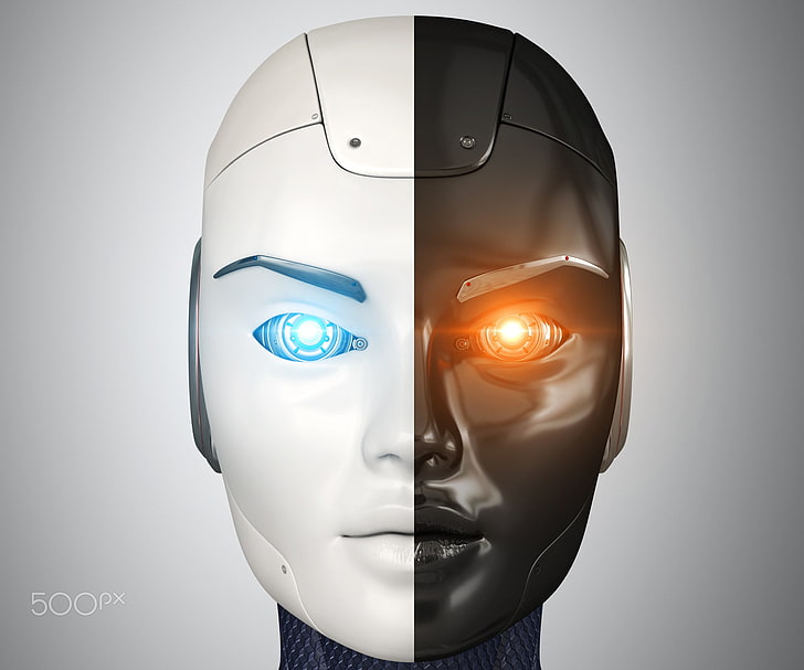 robot, digital art, face, Tatiana Shepeleva, 500px, technology, HD wallpaper