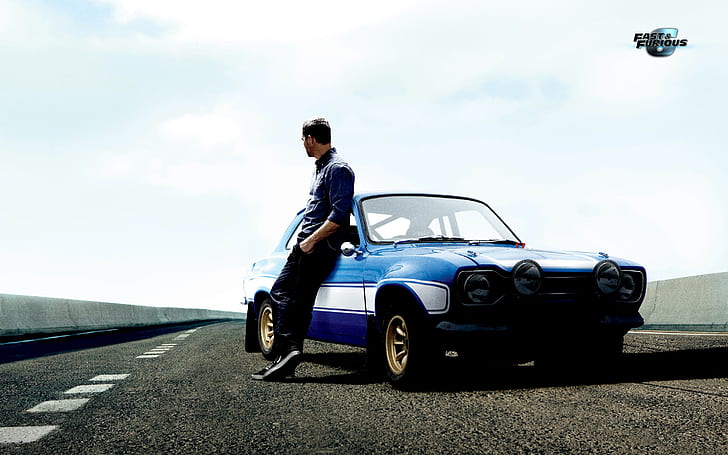 Paul Walker in Fast & Furious 6, blue and white coupe, HD wallpaper