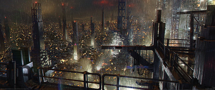 cyberpunk city, 4 k resolution, ultra wide angle