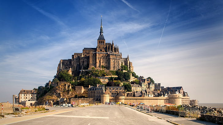 Castle, Mont Saint-Michel, mont st michel in paris, France, Normandy, HD wallpaper