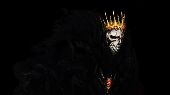 HD wallpaper: gold skeleton mask, minimalism, black, skull, death ...