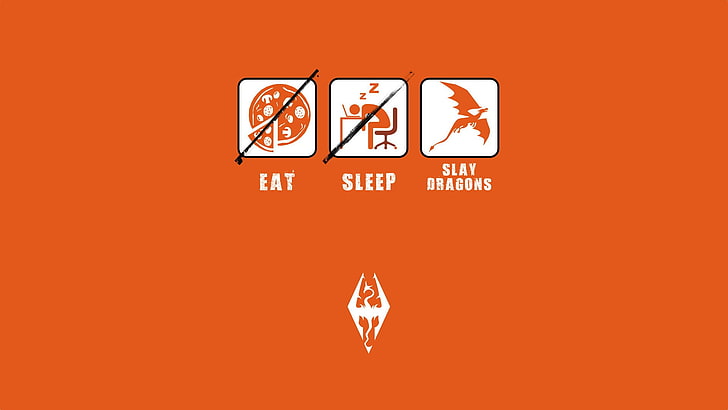 eat, sleep, and slay dragons logos, The Elder Scrolls V: Skyrim, HD wallpaper