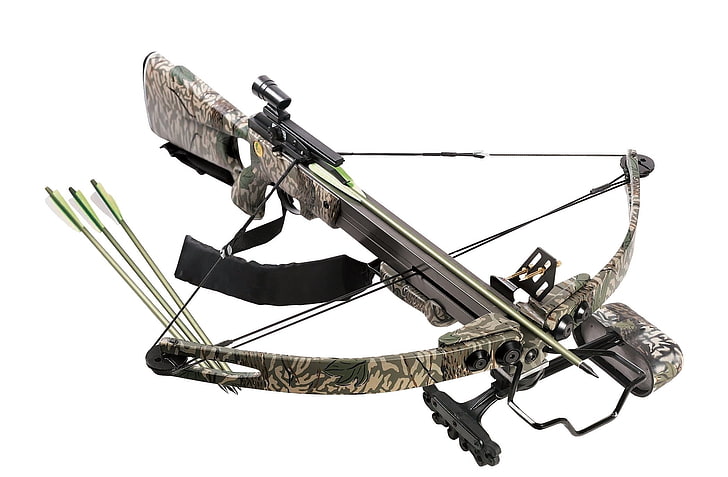 Hd Wallpaper Gray And Black Crossbow Arrows String Weapons Isolated Wallpaper Flare