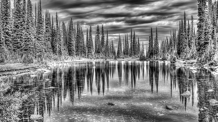 reflection, balsam lake, national park, mount revelstoke national park