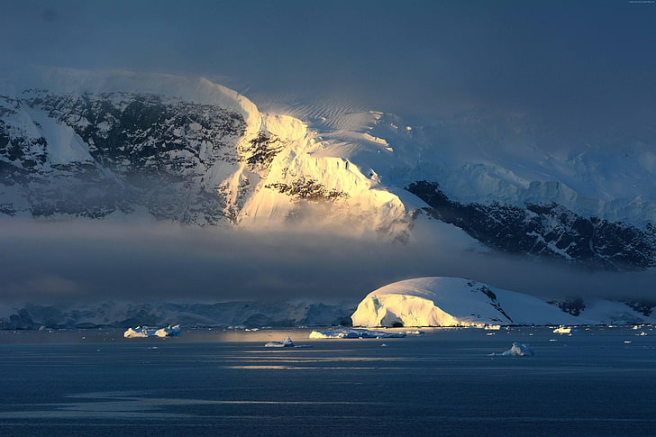 5k, hd, 4k, snow, Antarctica, mountain, 8k, iceberg, HD wallpaper