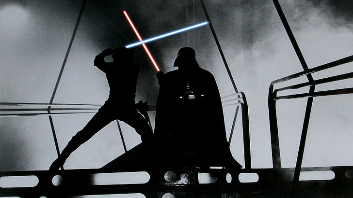 Darth Vader, Luke Skywalker, Star Wars, lightsaber, HD wallpaper