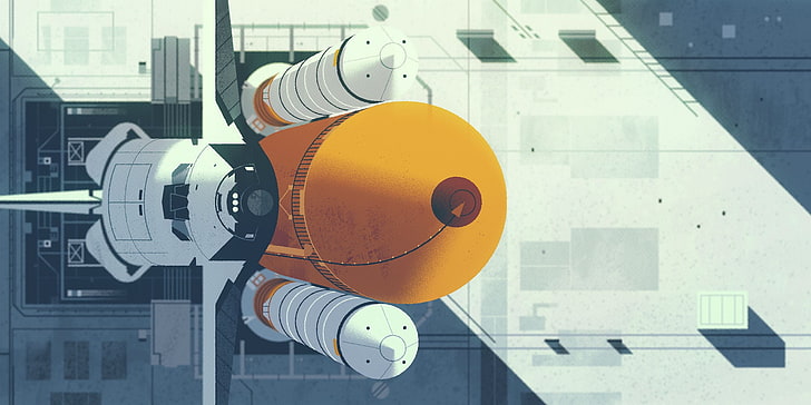 orange and white space shuttle illustrationb, Discovery, artwork