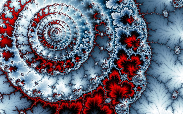 spiral, abstract, fractal, no people, red, plant, pattern, full frame, HD wallpaper