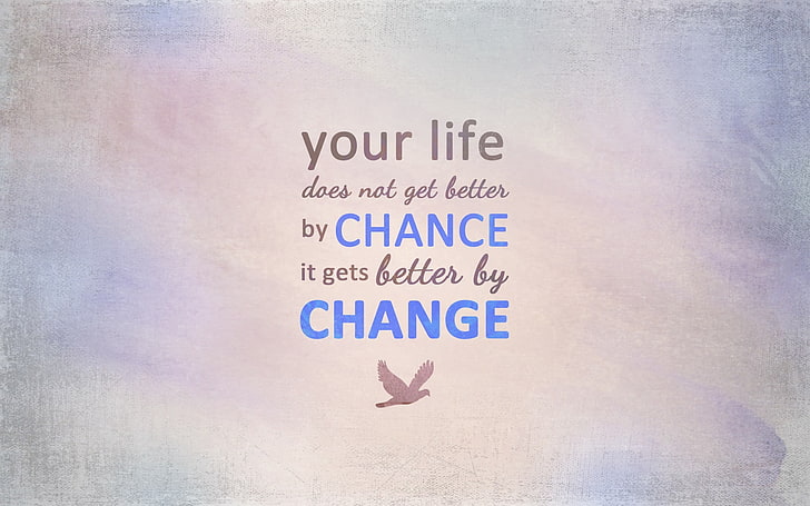 your life does not get better by chance it gets better by change text overlay, HD wallpaper