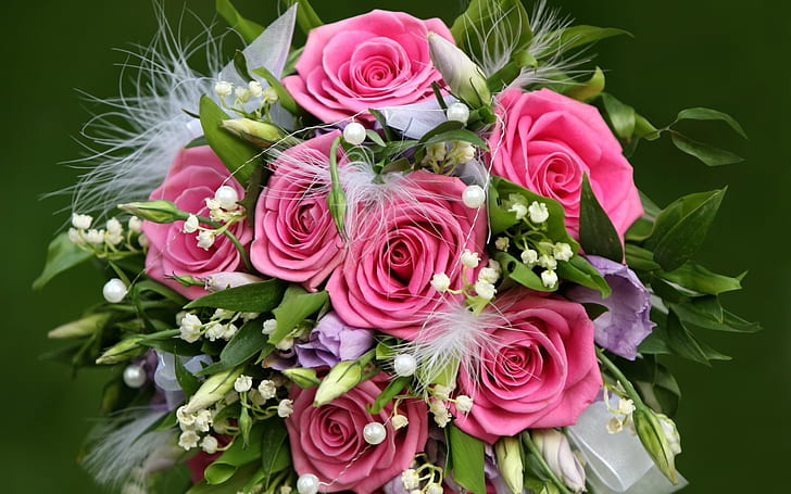 Flowers gift of pink roses, pink roses flower arrangement, HD wallpaper