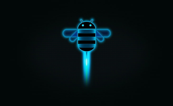 Android Honeycomb, blue and black Android bee illustration, Computers