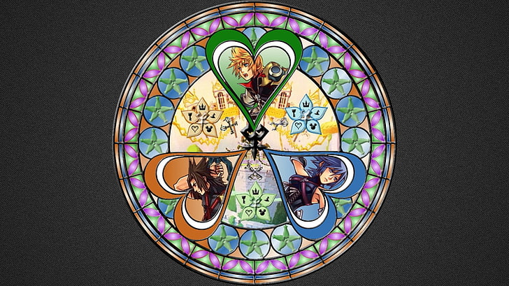Kingdom Hearts Birth By Sleep illustration, stained glass, representation, HD wallpaper