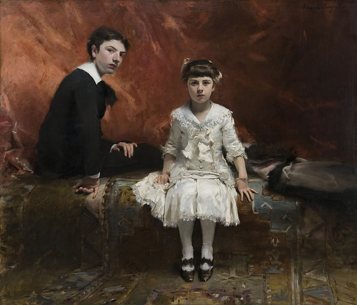John Singer Sargent, classic art, two people, full length, adult
