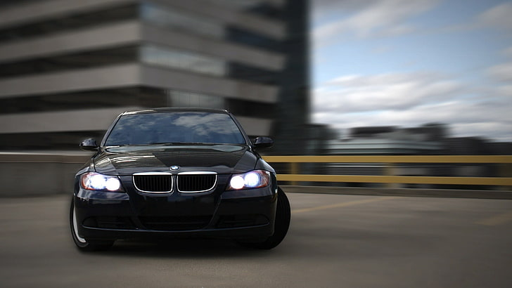 black BMW car, drift, vehicle, transportation, mode of transportation, HD wallpaper