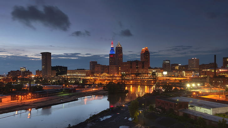 This Is Cleveland City Of Rock Ohio United States Of America Panorama In The Evening Hd Desktop Wallpapers For Tablets And Mobile Phones 3840×2160