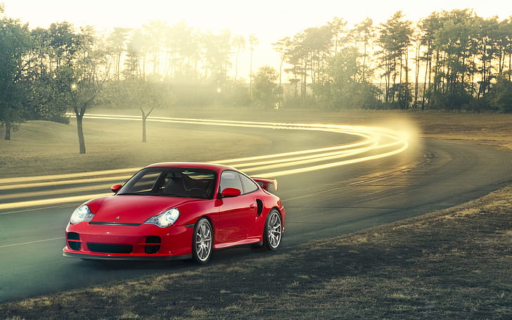 Porsche 911 GT2 red car, red porsche carrera, HD wallpaper