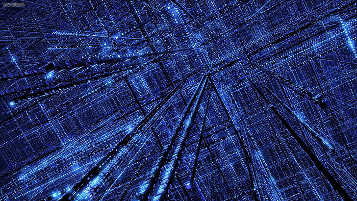 blue digital wallpaper, technology, grid, Digital Blasphemy, digital art, HD wallpaper