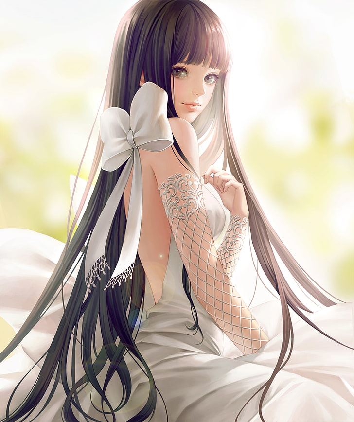 HD wallpaper: anime girl, bride, wedding dress, semi realistic, black hair  | Wallpaper Flare