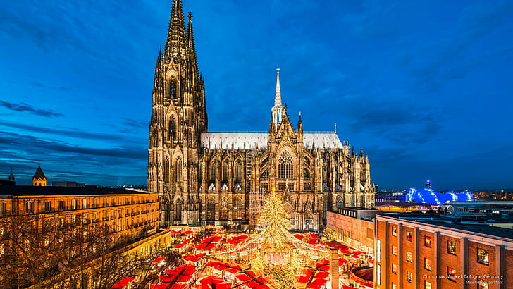 Christmas Market, Cologne, Germany, Holidays, HD wallpaper