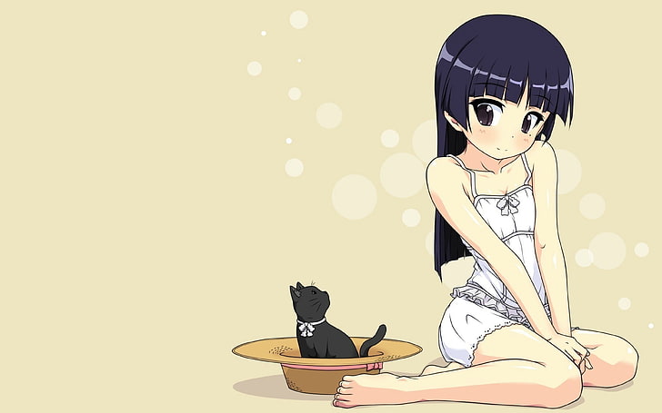 anime girl ad black cat illustration, Gokou Ruri, Ore no Imouto ga Konnani Kawaii Wake ga Nai