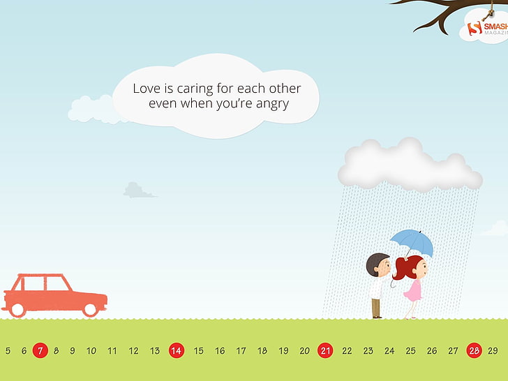 Love is caring-July 2013 calendar desktop wallpape.., couple illustration