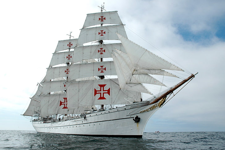 sailing ship, sagres, Portugal, sea, nautical vessel, water