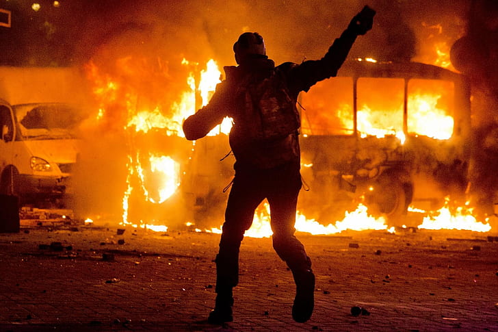 European integration, fire, Kyiv, Maidan, Protestors, Ukraine, HD wallpaper