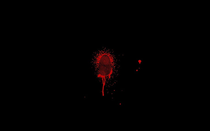 minimalism fingerprint blood artwork, night, red, no people, HD wallpaper