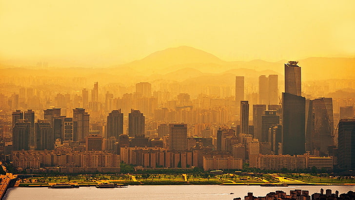 high-rise buildings, city, Seoul, South Korea, building exterior, HD wallpaper