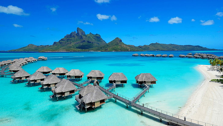 Maldives, landscape, Bora Bora, water, sea, scenics - nature, HD wallpaper