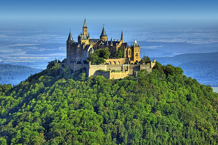 landscape, castle, forest, building, Hohenzollern, HD wallpaper