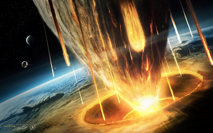 Earth asteroid doomsday, HD wallpaper