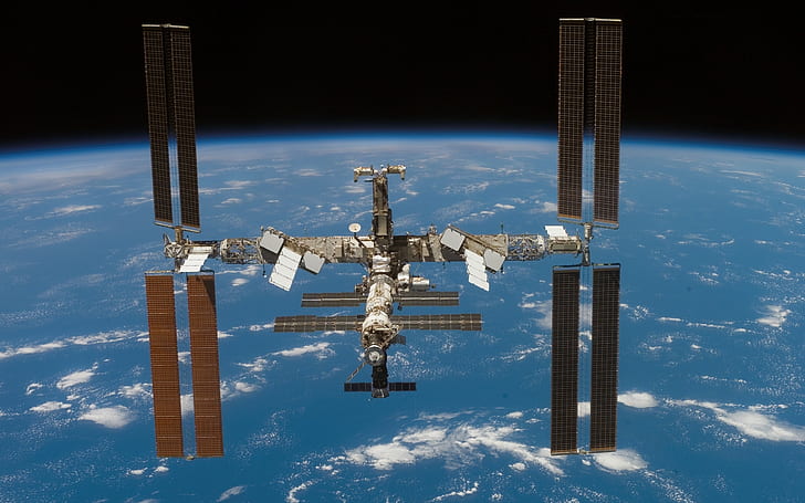 The Big Iss Earth Orbit, space, background
