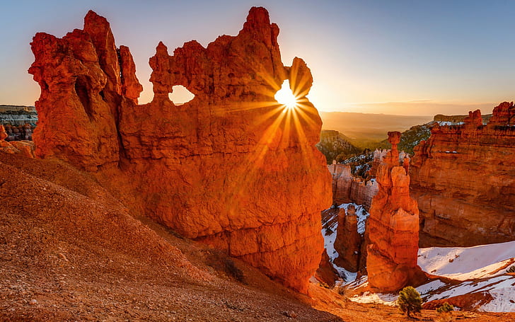 Nice Sunset Rays Red Rock Mountains Bryce Canyon National Park Usa Desktop Wallpaper Hd 2560×1600