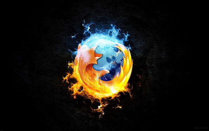 Mozilla Firefox logo, technology, burning, flame, fire - natural phenomenon