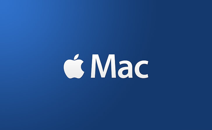 Apple Mac, Apple Mac logo, Computers, communication, blue, text