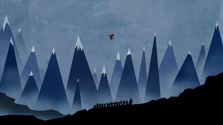 alps mountain digital wallpaper, The Hobbit, minimalism, abstract